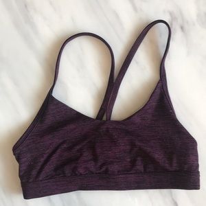 Purple and black sports bra